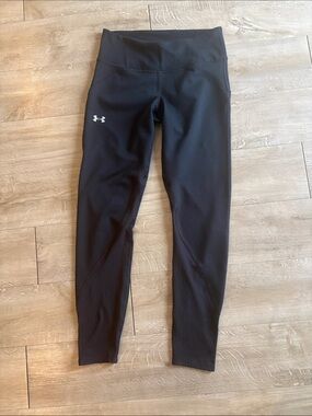 Under Armour Size Medium Black Athletic Mesh-Panel Leggings 28 Inseam